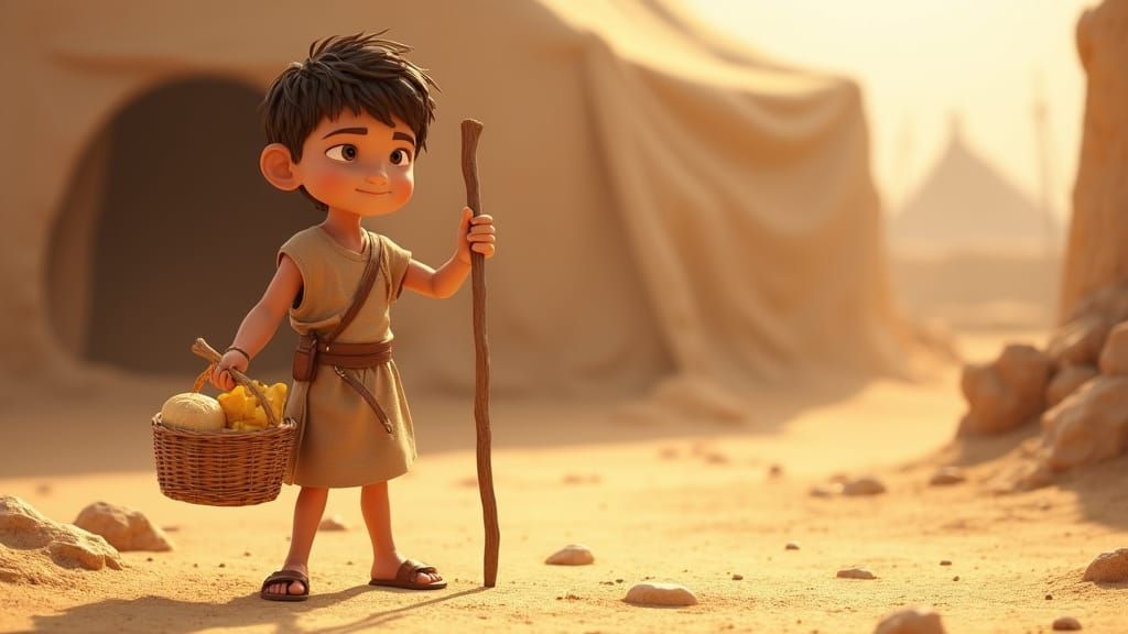 Shepherd Boy in Ancient Israelite Camp