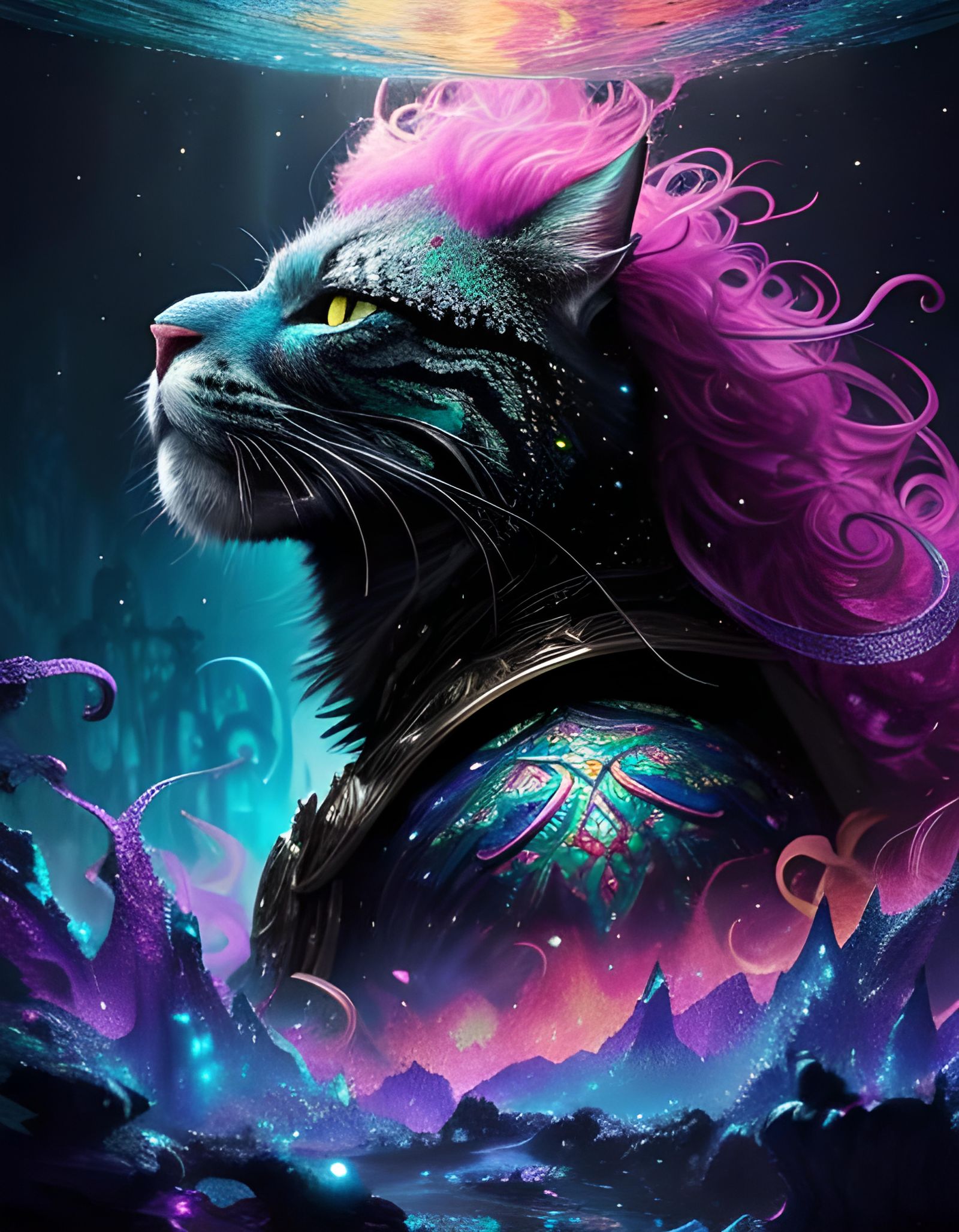 Glitter Cat's Exotic Adventures in Comic Art Style