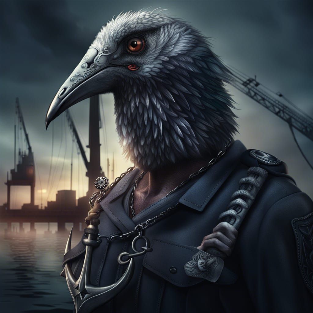 Crane Bird Arrest: Epic Cinematic Digital Painting