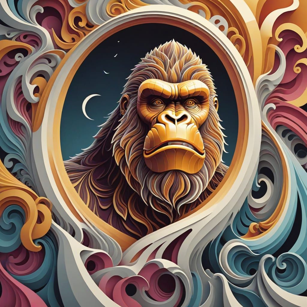King Kong in Abstract Vector Fractal Style