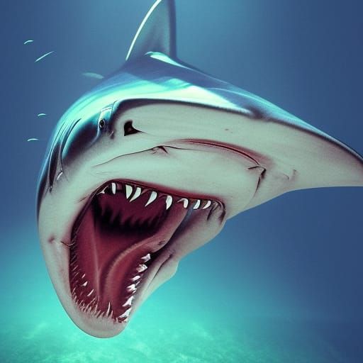 Hyperrealistic Hammerhead Shark in Splash Art Style