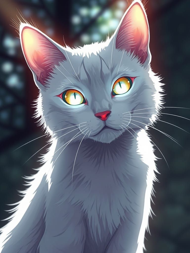 Glowing Feline Eyes Shine Bright in Fantasy Realm