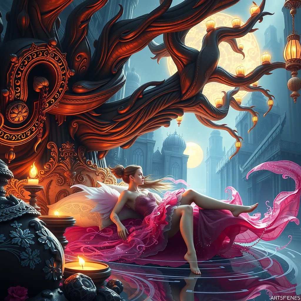 Erotic Goddess Awaits Lover: Fantasy Art