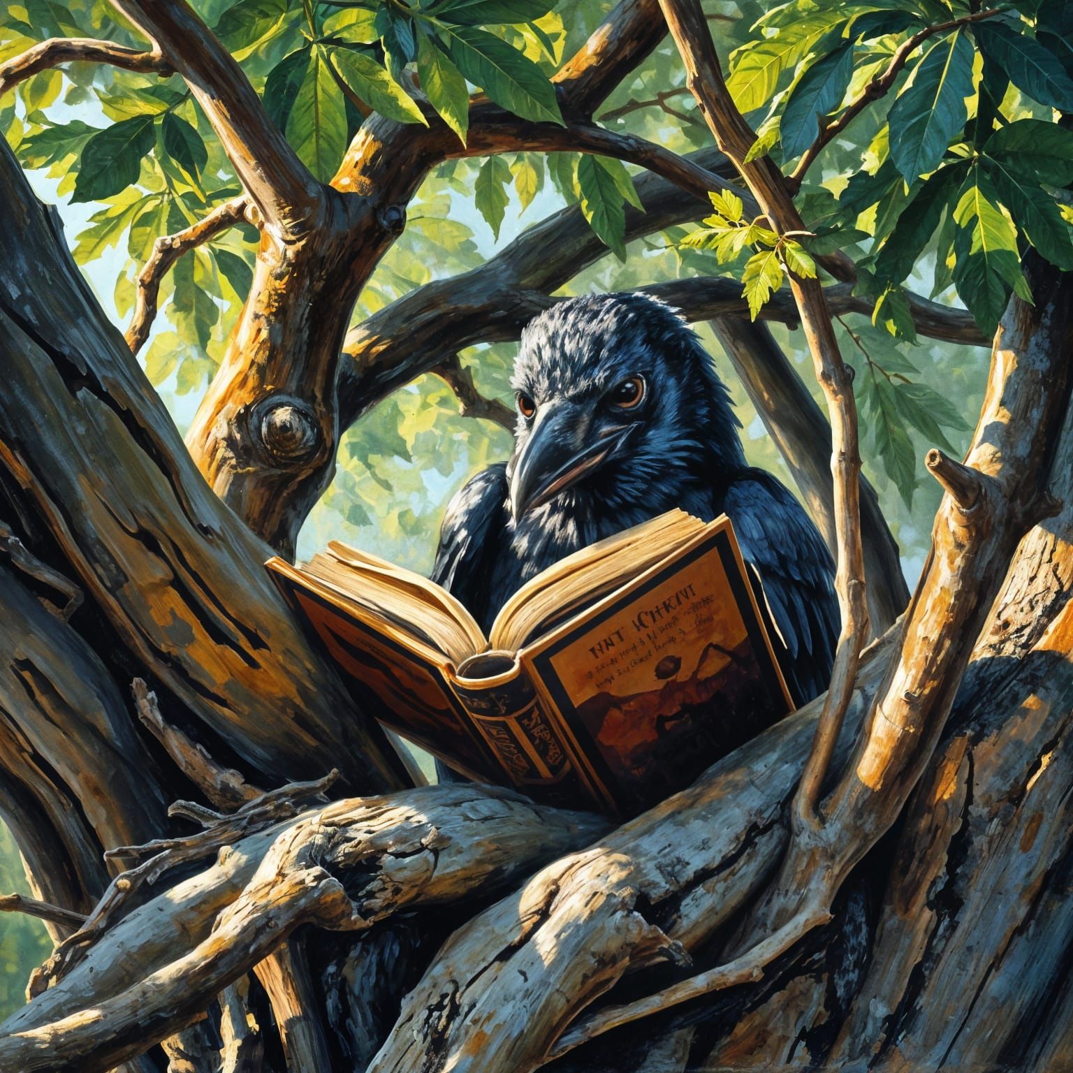 A Crow Reading a Book