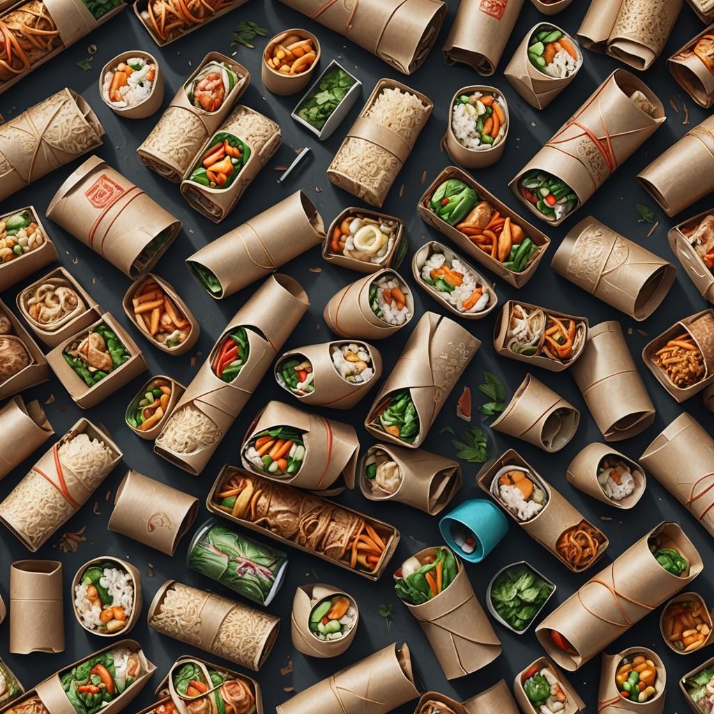 Rice Paper Roll Still Life: Fantasy Concept Art
