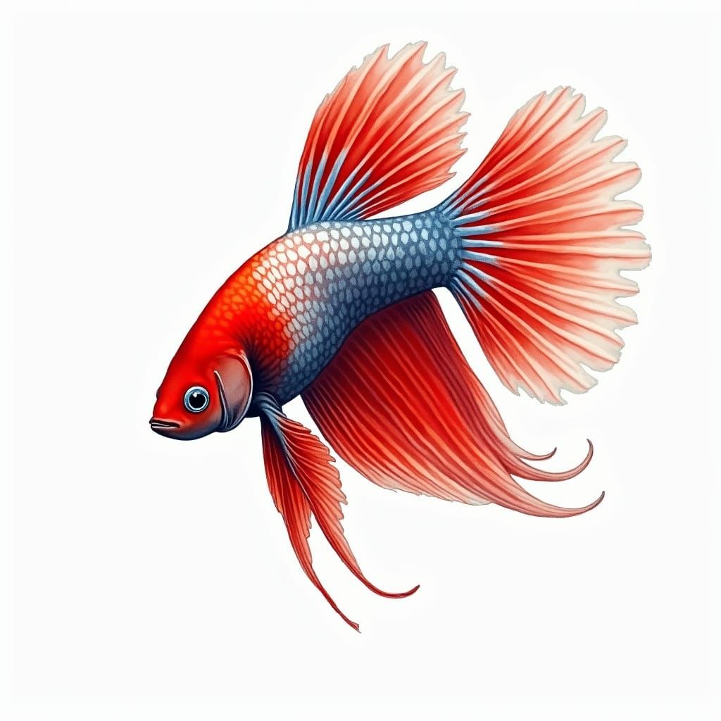Vibrant Watercolor Portrait of a Betta Fish