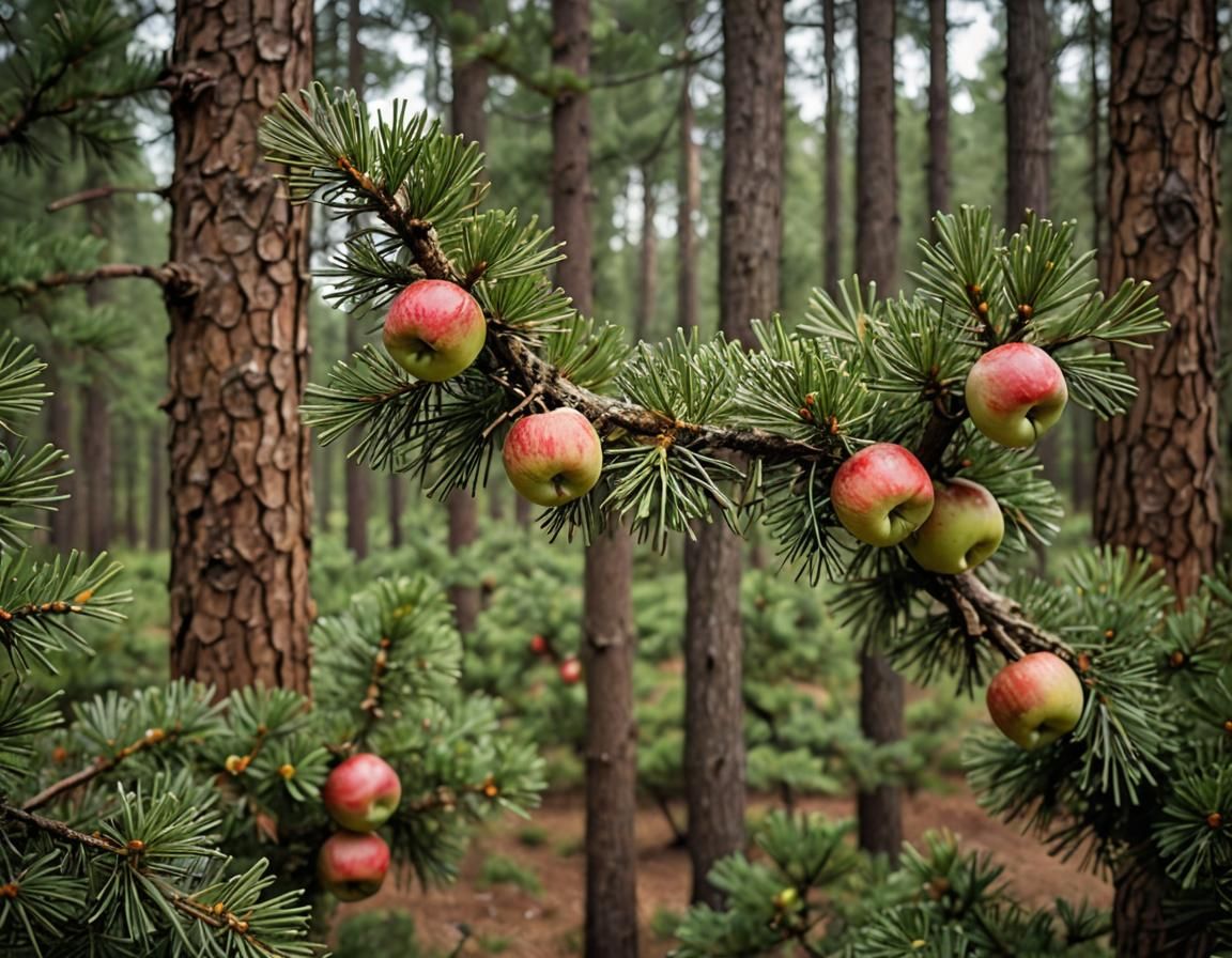 Apples Growing on Pine Trees: Landscape Photography