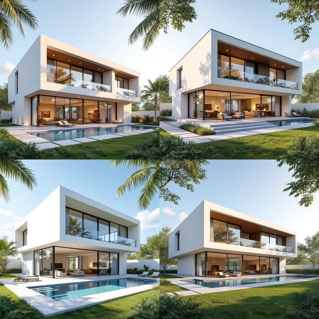 Modern Minimalist Country House Architectural Drawing