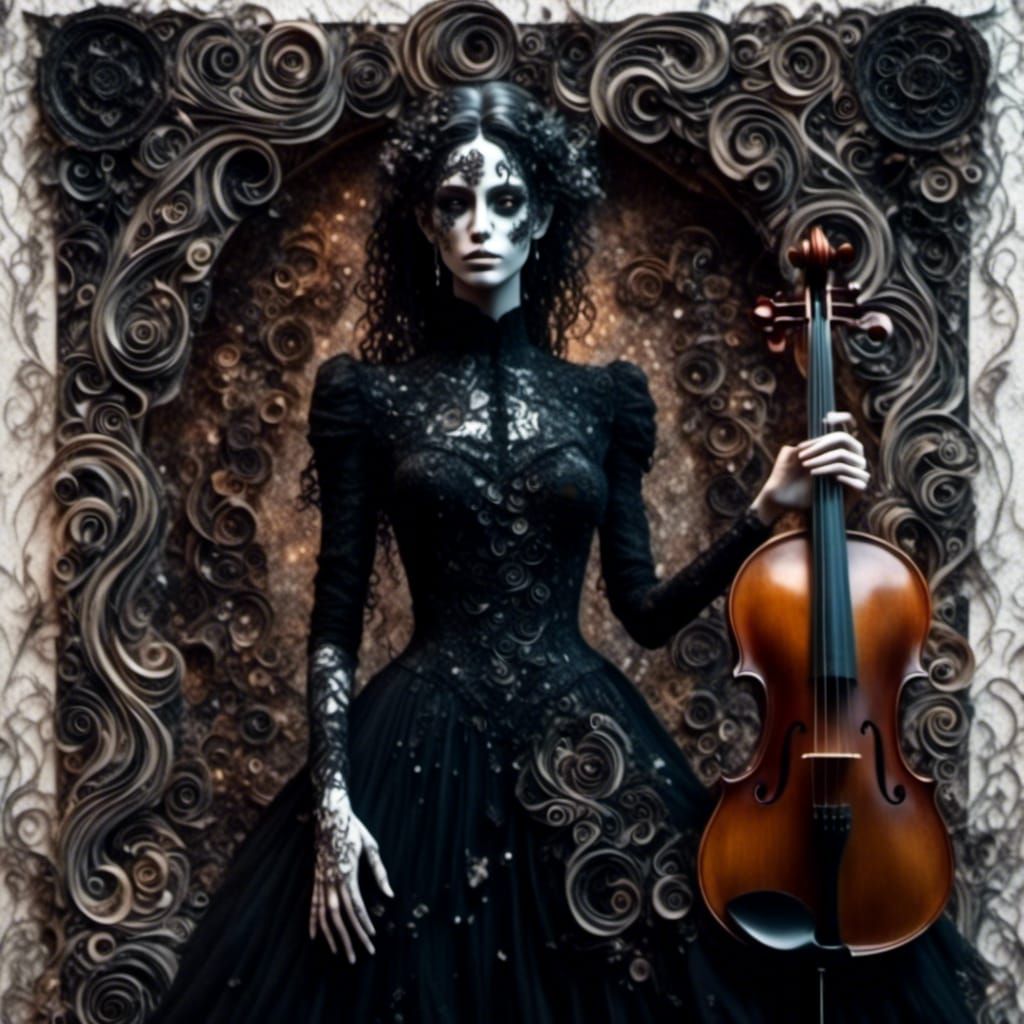 Man in Gothic Dress with Violin, Fairytale Style