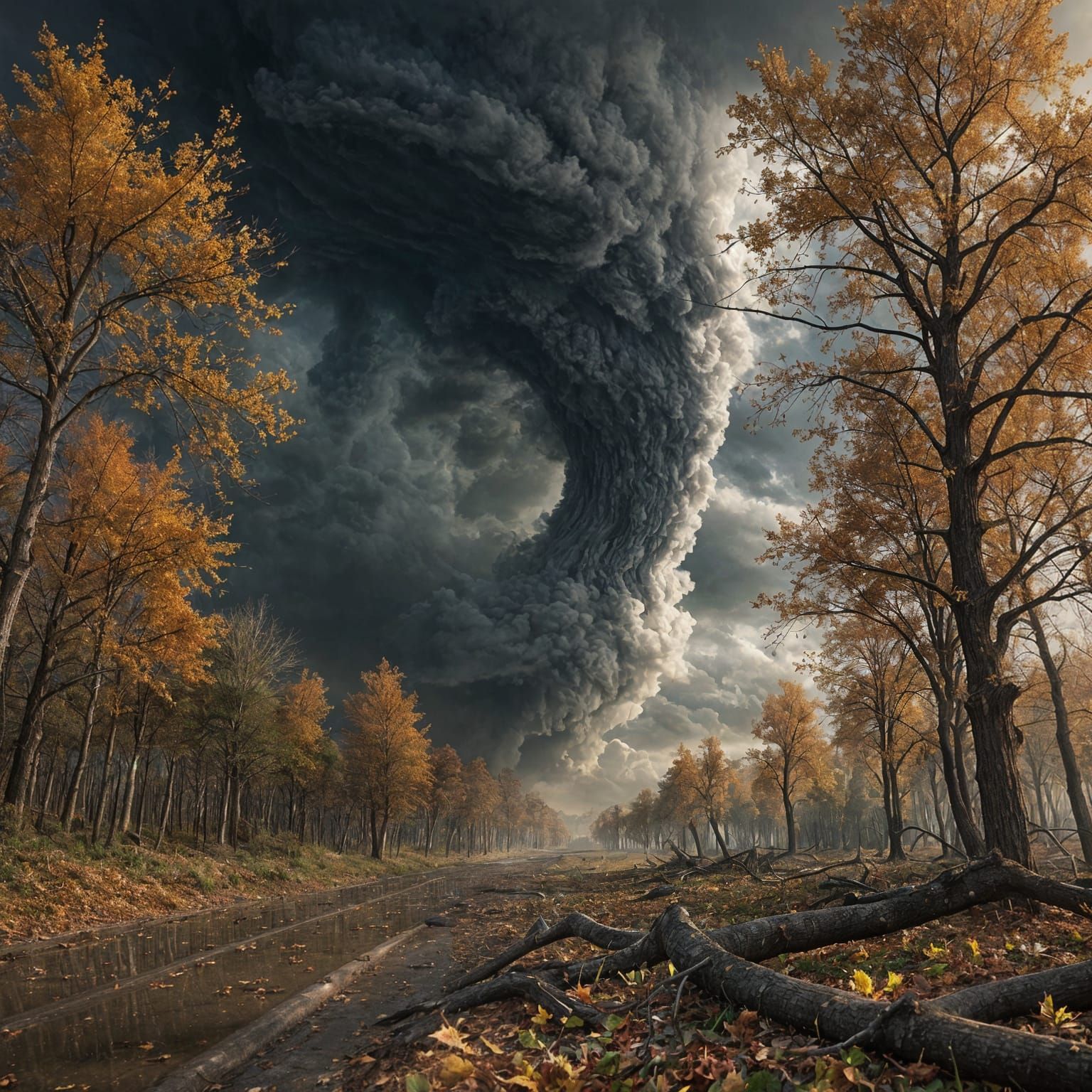 Epic Autumn Storm Digital Matte Painting