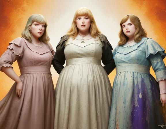 Hyperrealistic Portrait of Three Women in Splash Art