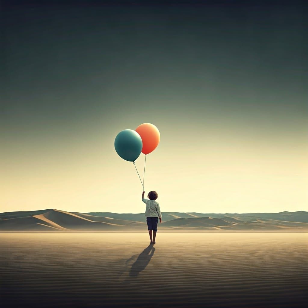 Child holding balloons