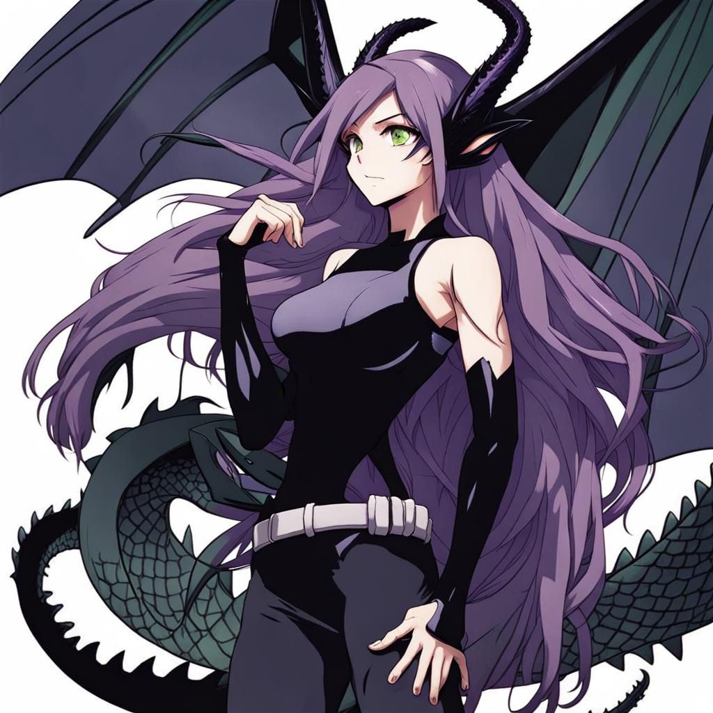 Anime Heroine with Purple Hair and Green Eyes