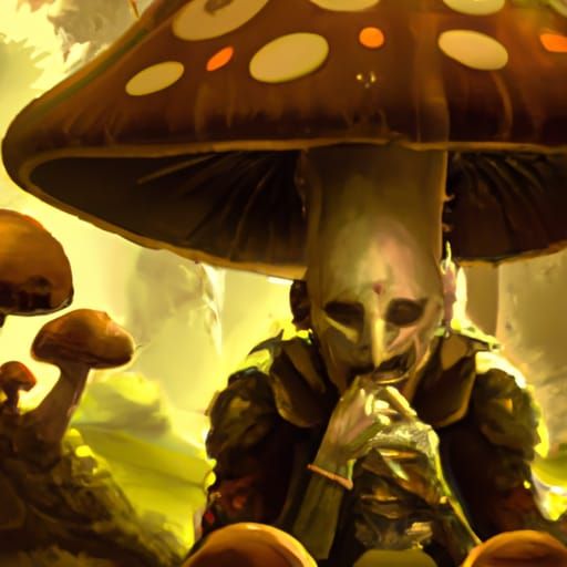 Mushroom Man Portrait in Fantasy Forest
