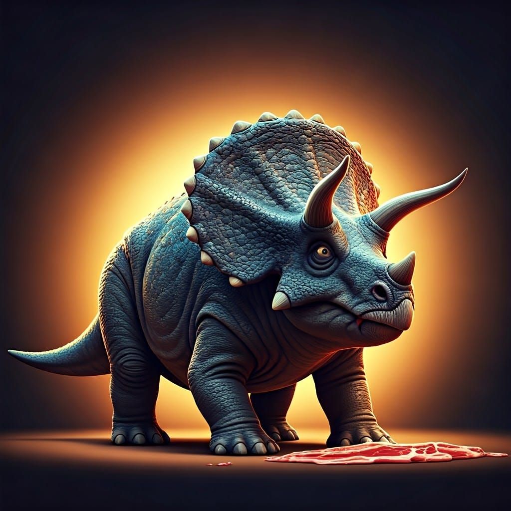 Ancient Herbivore Unleashes Carnivorous Fury in Vibrant Digi...