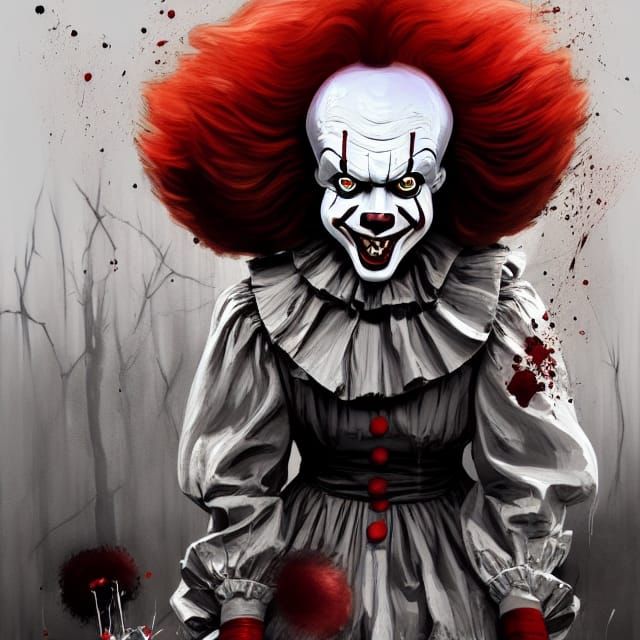 Terrifying Pennywise Portrait as Horror Manga Art