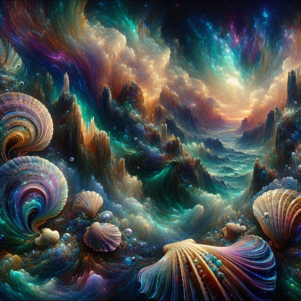 Abalone-Inspired Digital Art in Jewel Tones