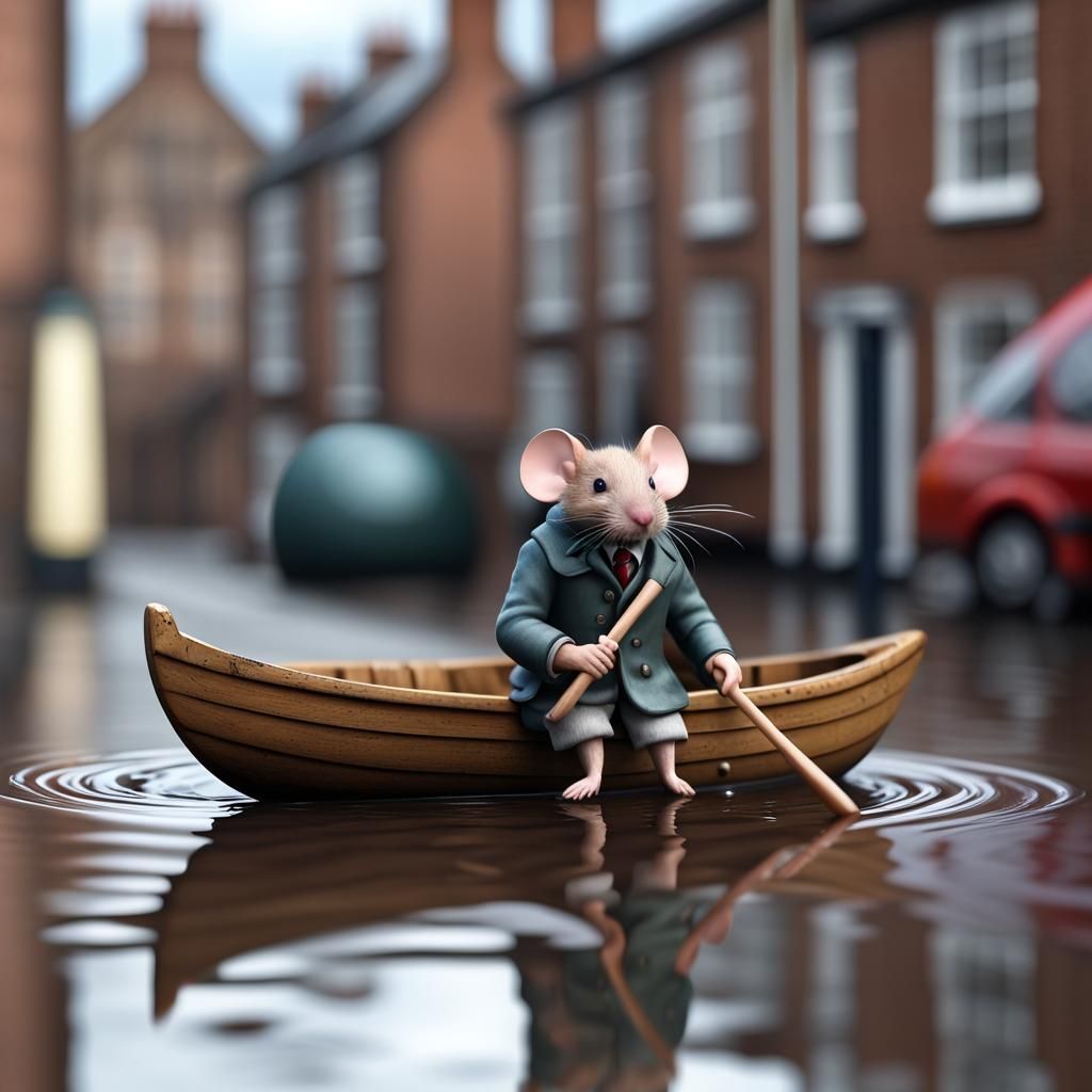 Miniature Man and Mouse Encounter in England