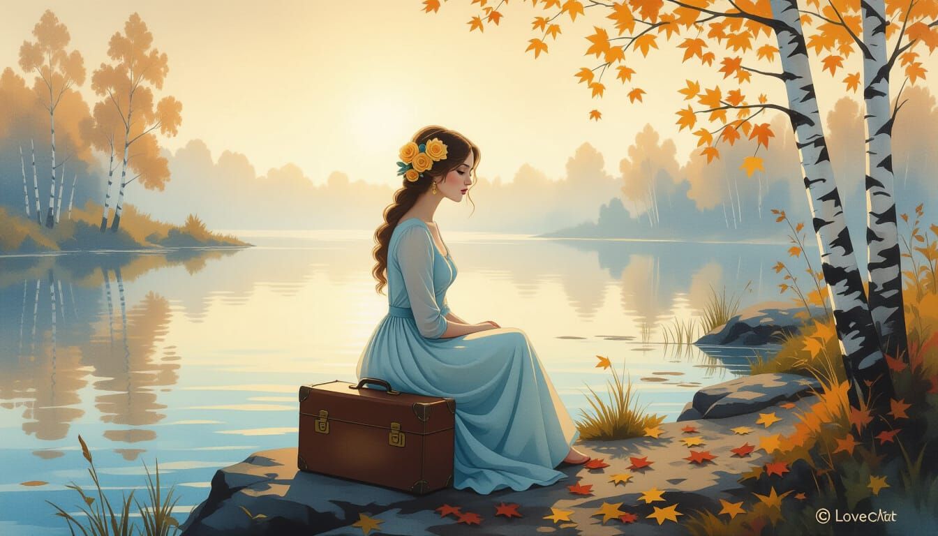 Ethereal Autumn Delta Portrait in Impressionist Style