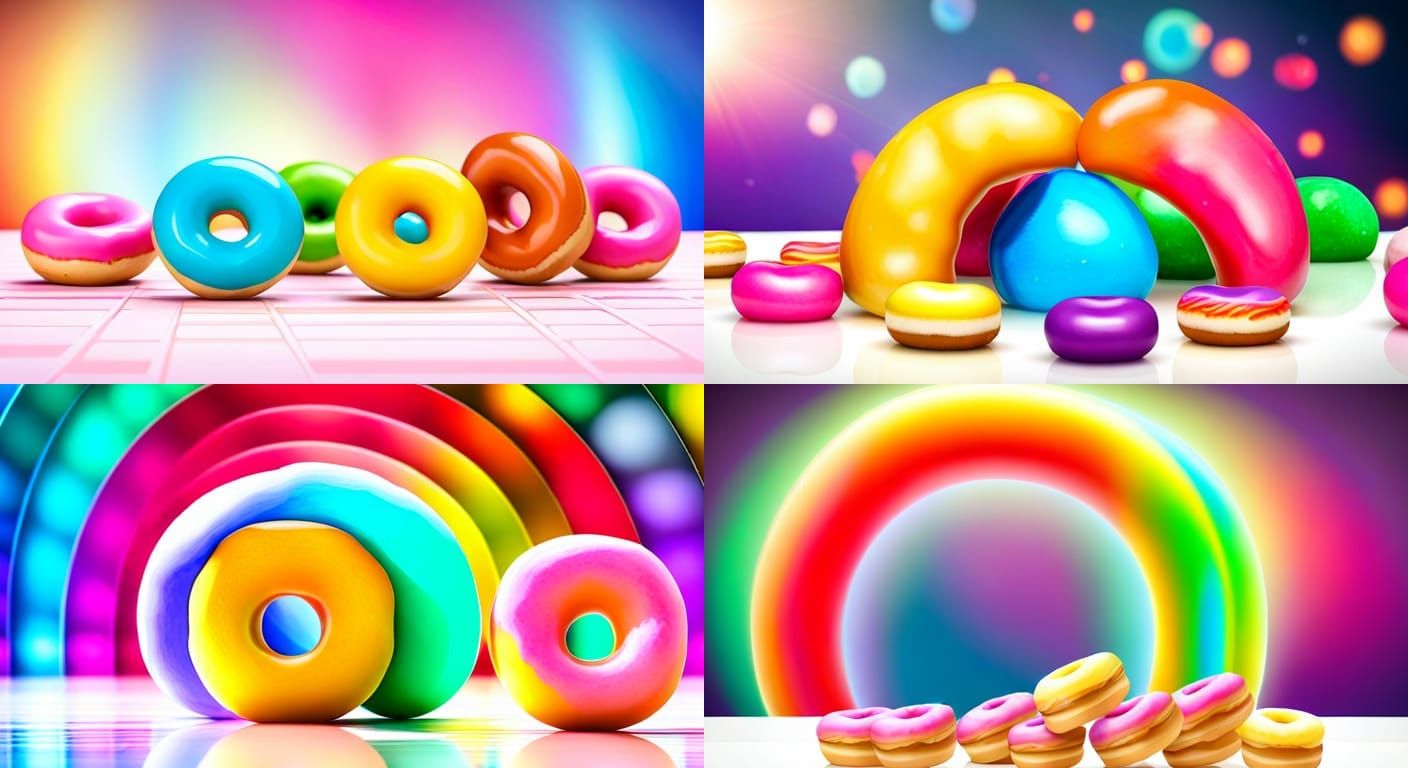 Vibrant Donuts Inside Rainbow Bubble Soap, in a Land of Ench...