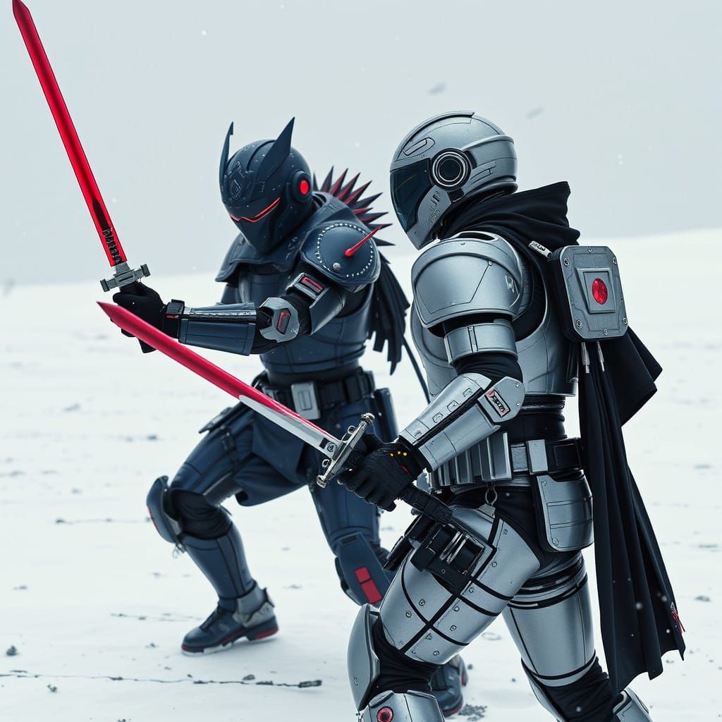 Cyber Space Cops Engage in Intense Duel on Deserted Moon