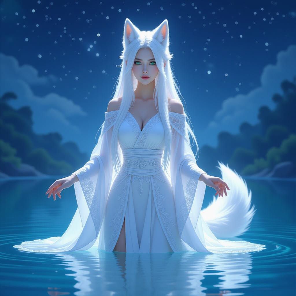 Wolfie on water (HiDream I1 Fast)