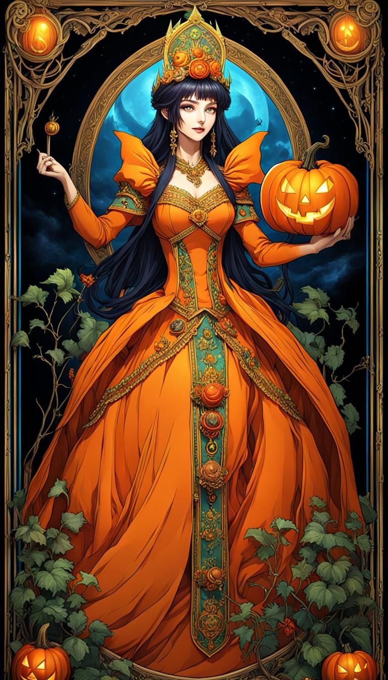 Anime Halloween Pumpkin Princess Empress Tarot Card