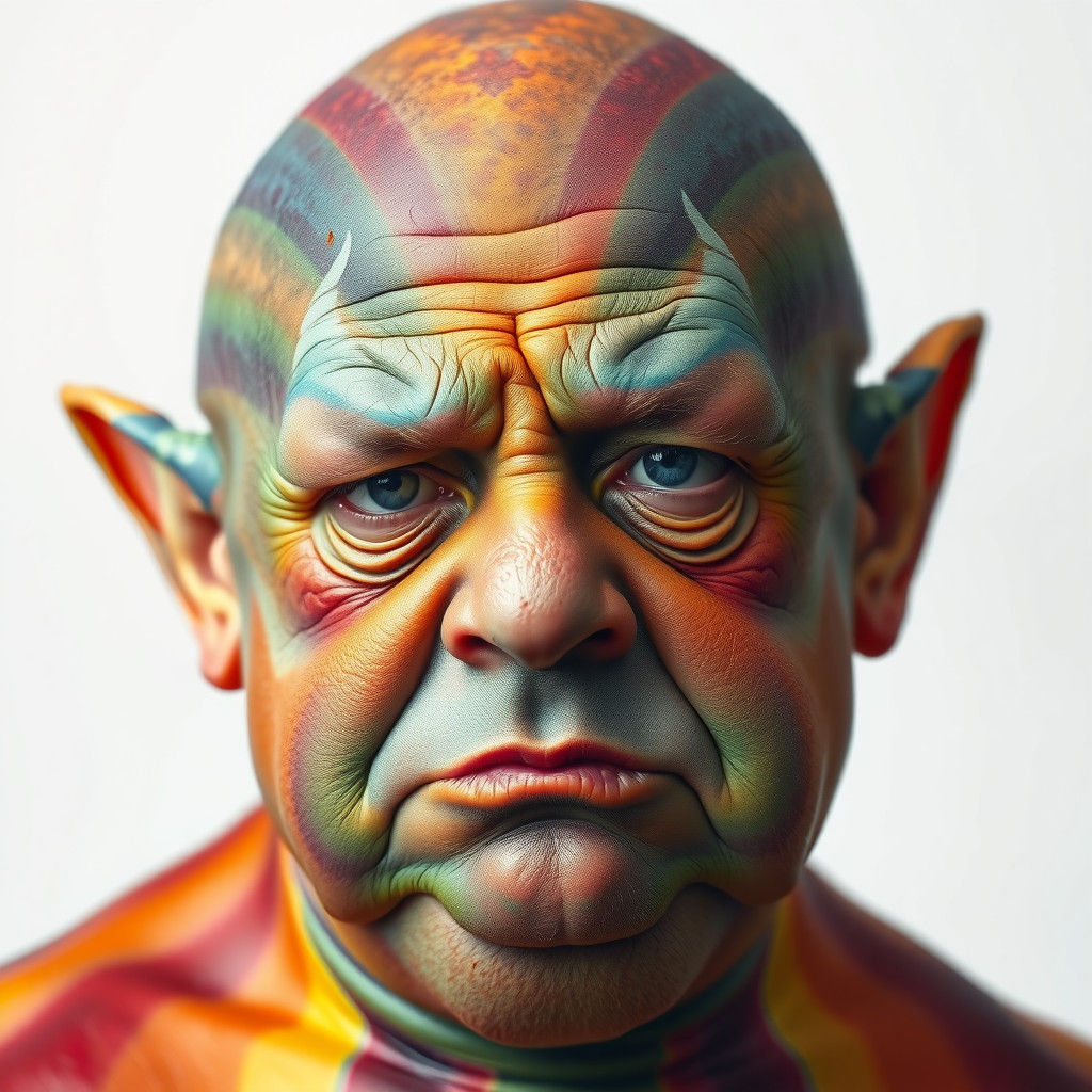 Rainbow Body Paint on Elf in Photorealistic Style