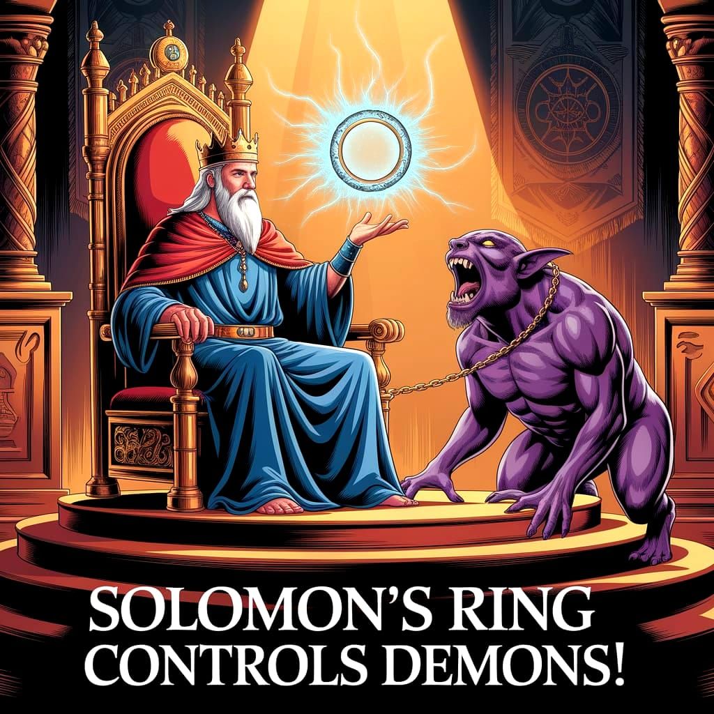 King Solomon Commands a Roaring Demon with His Magical Ring