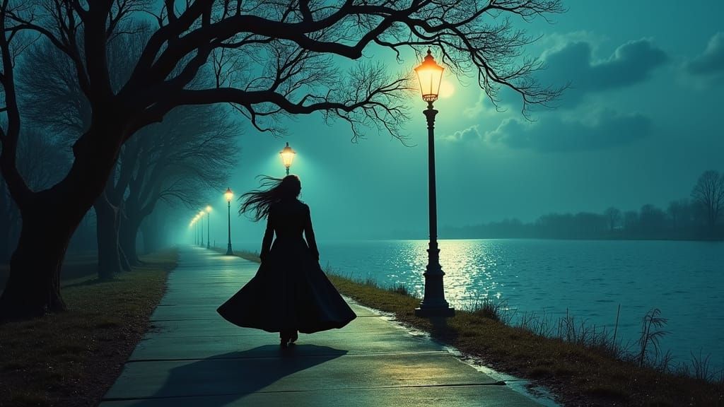 Figure Walking Camino Royale: Surrealist Impressionism