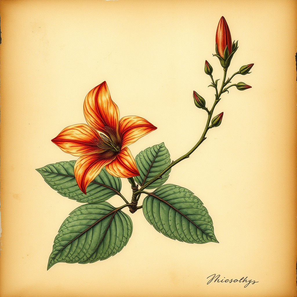 Miosothis Flower Illustration on Vintage Herbarium Page