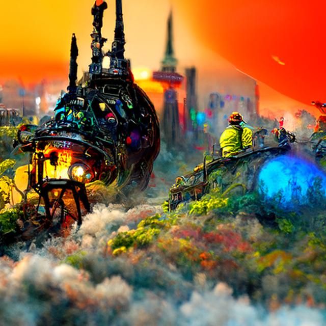 Magical City View: A Photorealistic Digital Illustration