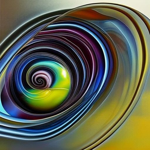 Surreal Snail Space: Oil Painting in Blown Glass