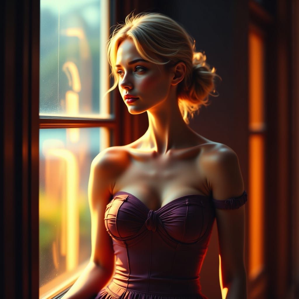 Woman Contemplating Life Outside