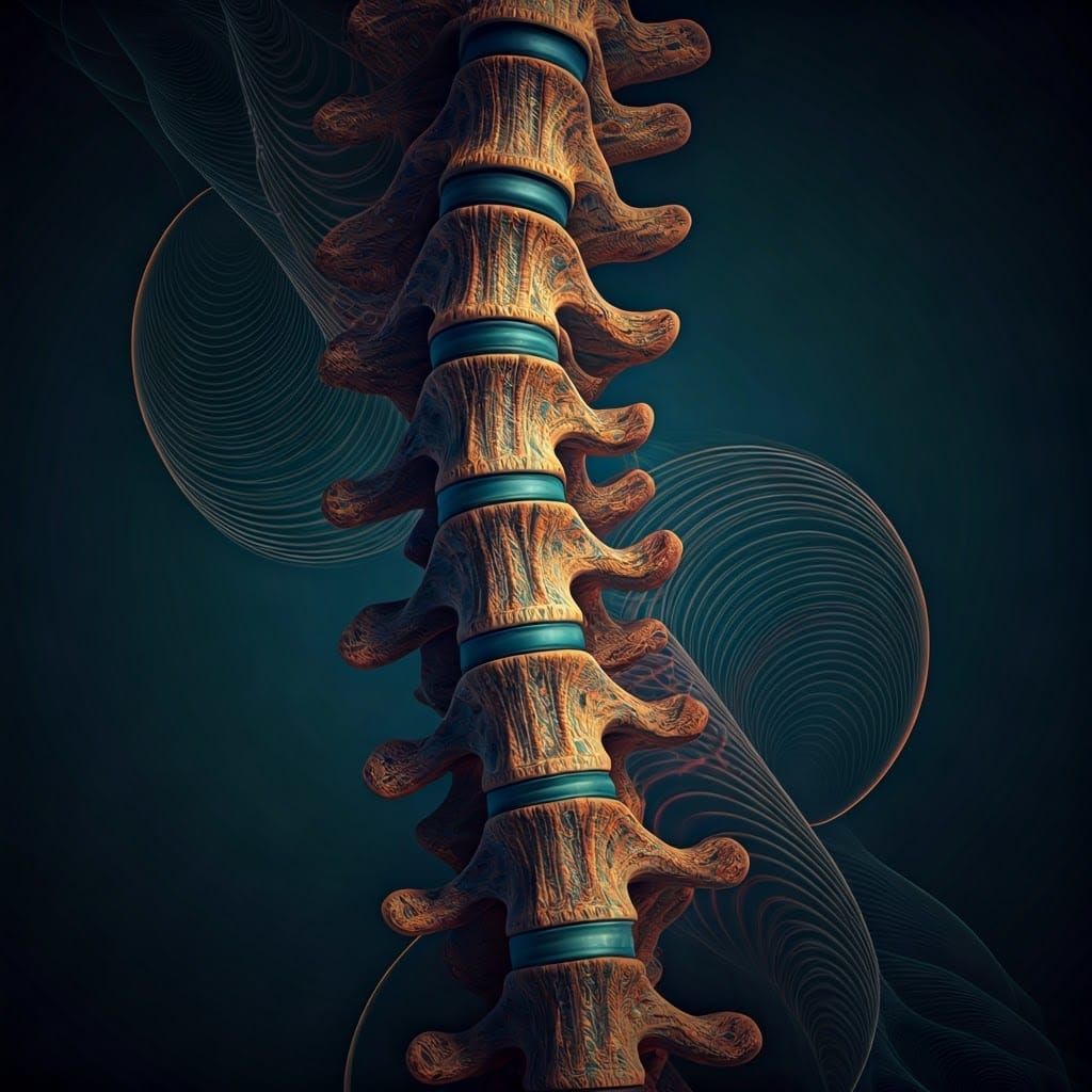 Fractal Spine: Dreamlike Anatomy in Zentangle Style