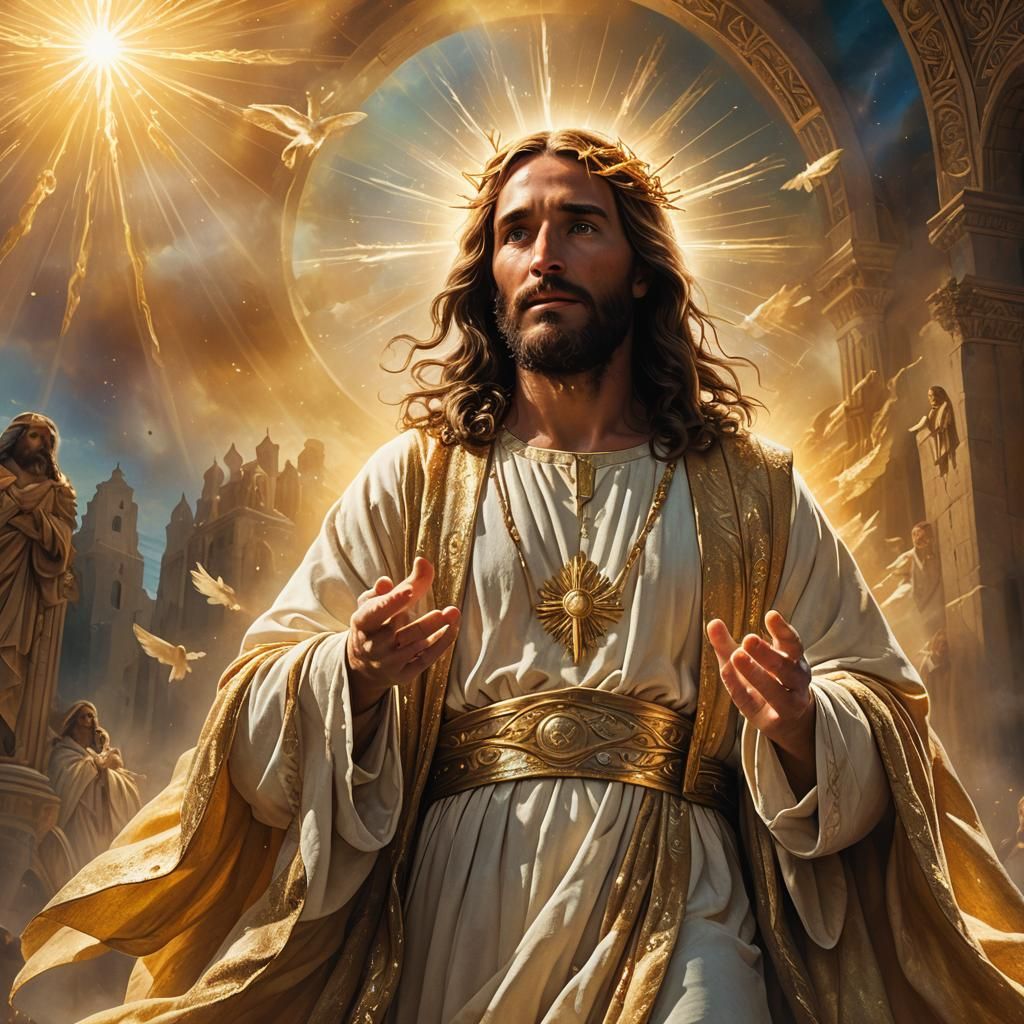 Jesus in Divine Light: A Fantasy Realism Painting