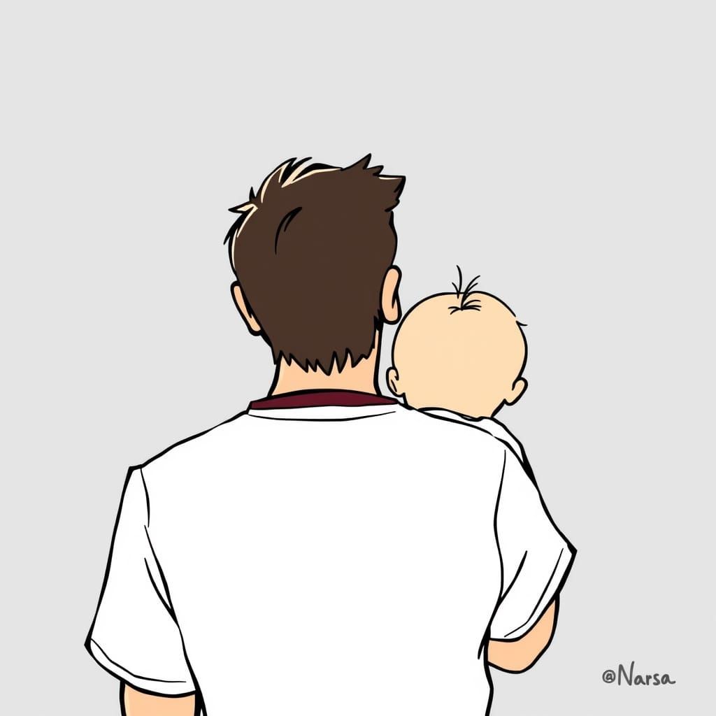 Nurse Holding Child in Basquiat-Haring Style