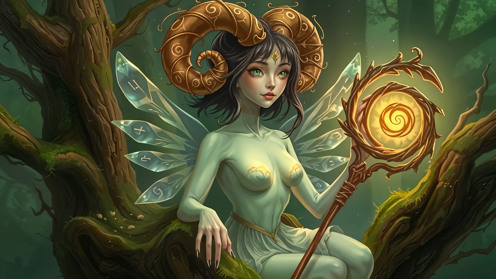 Ethereal Tree Spirit Emerges from Stump