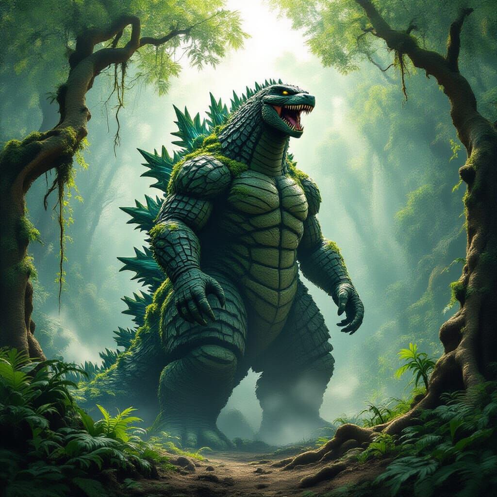 Ancient Jungle Robot in Hyperrealistic Style