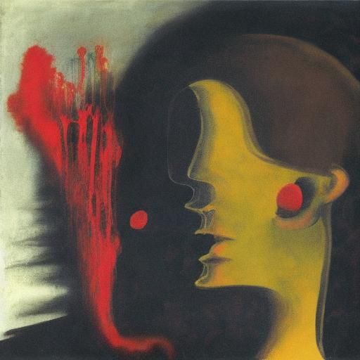 Vampire in Surreal Dreamscape as Expressionist Painting