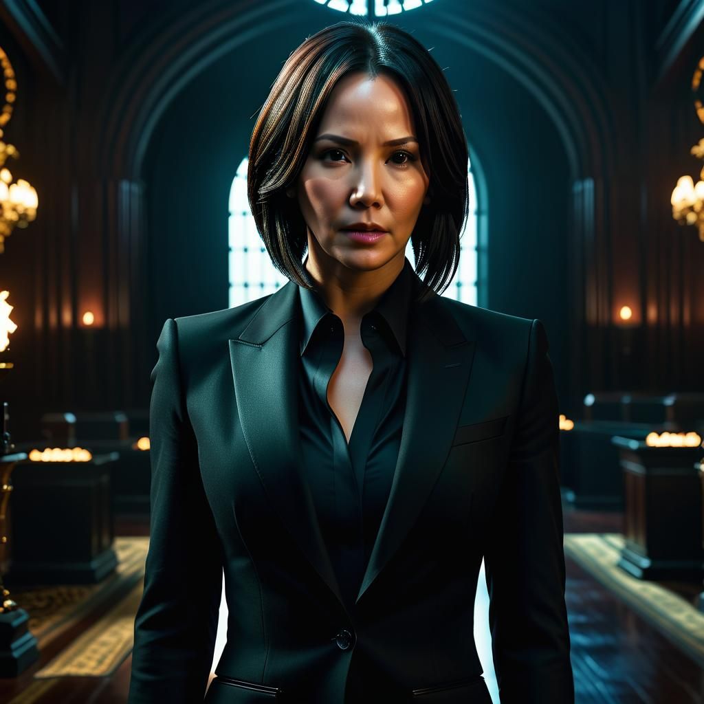 Hyperrealistic Woman as John Wick Character Portrait