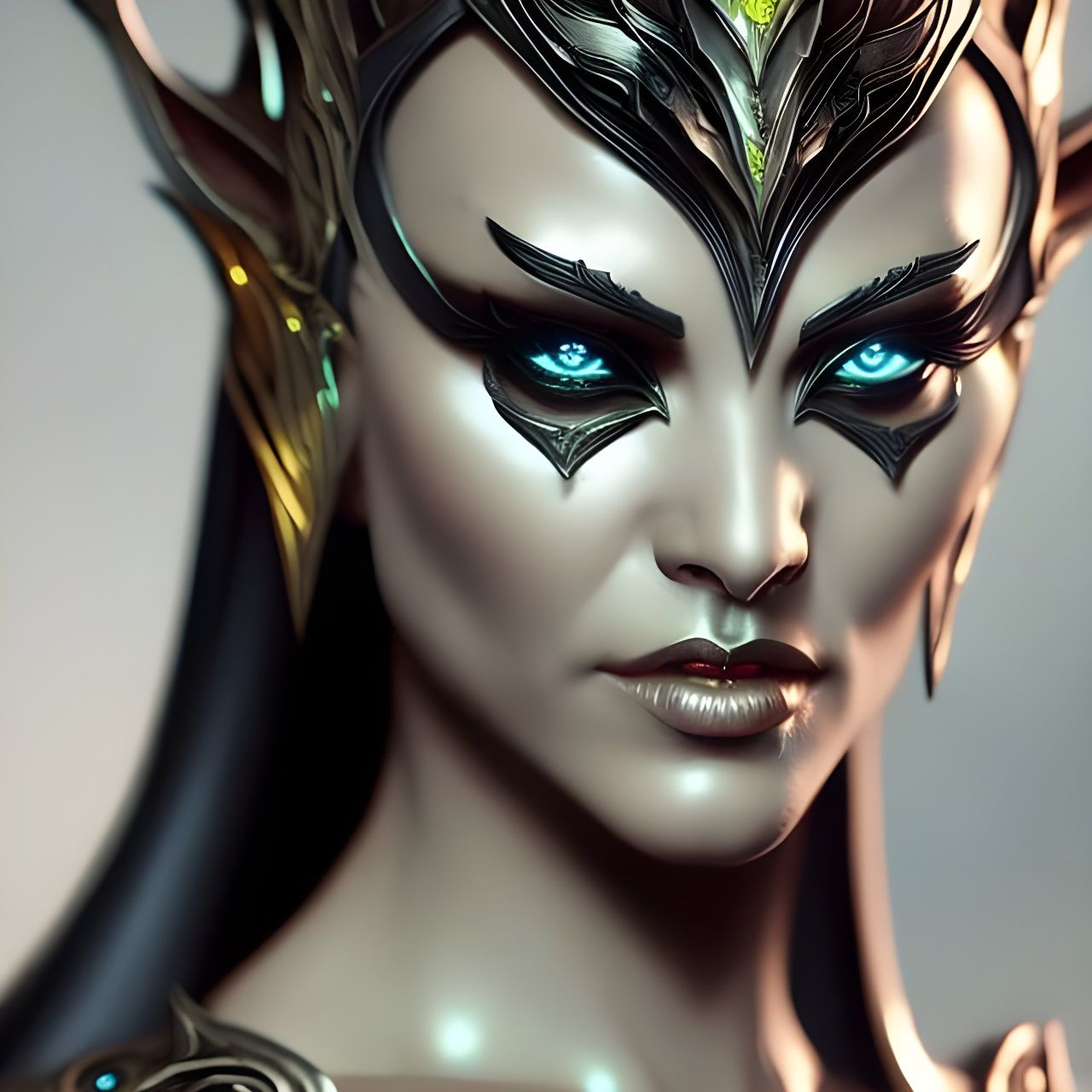 Armored Cosmic Catwoman Elf Portrait: Fantasycore Masterpiec...