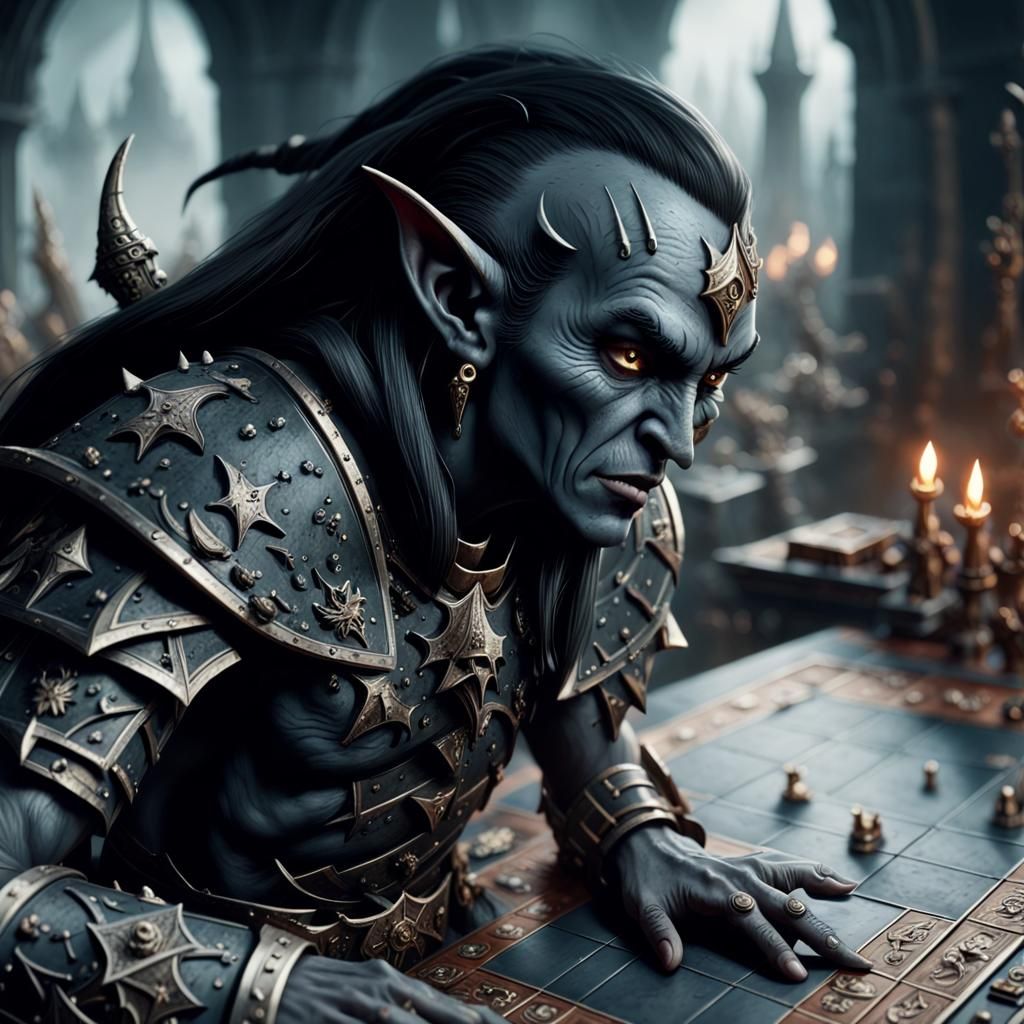 Detailed Warhammer Black Elf Miniature