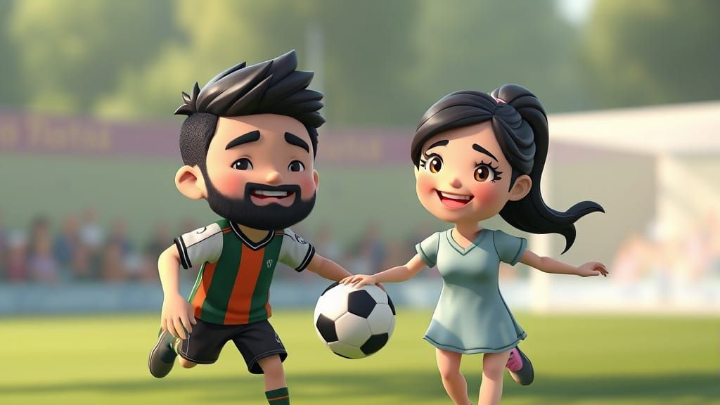 Charming Anime Soccer Scene in Whimsical Ghibli Style