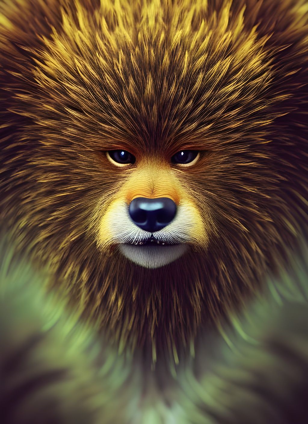 Chibi Bigfoot Cub Portrait in Fantasycore Style