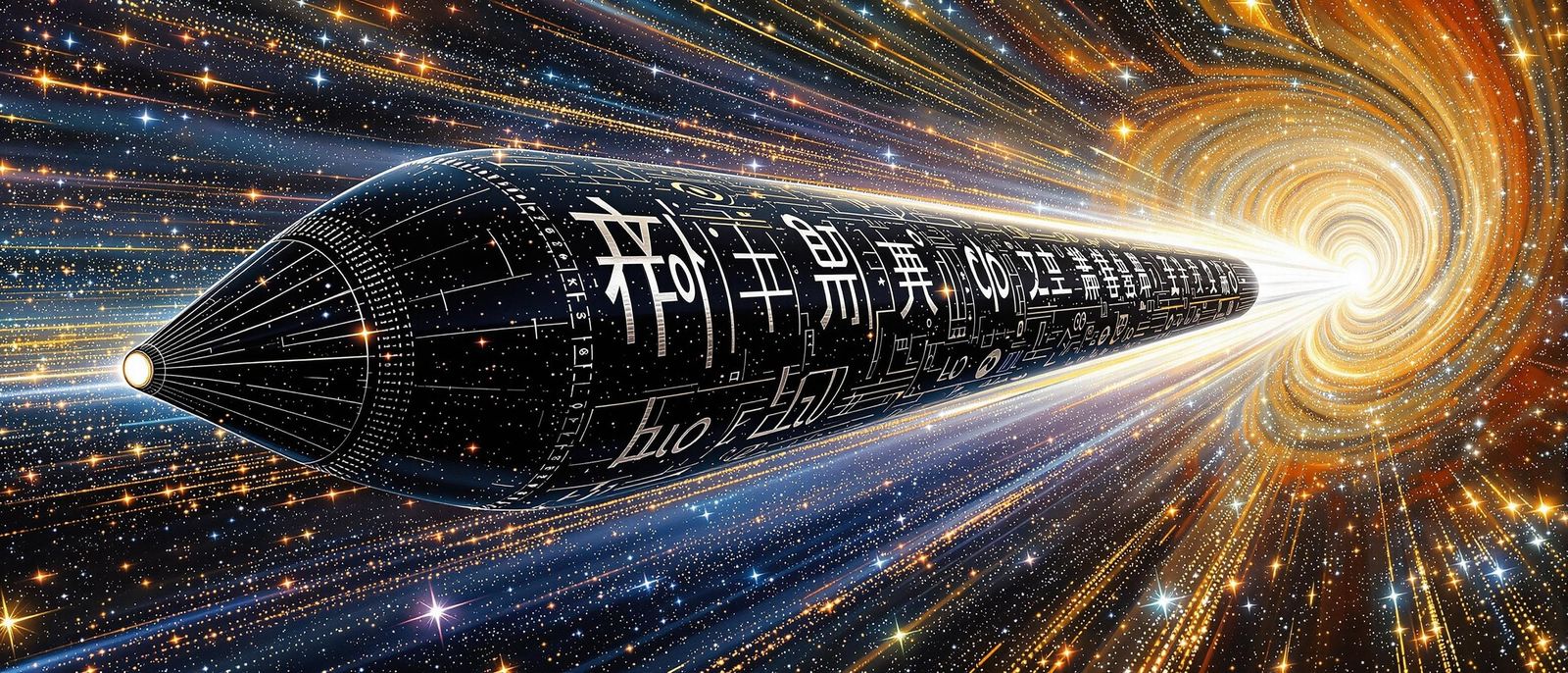 Gustav Klimt Inspired Spacecraft in Star Vortex