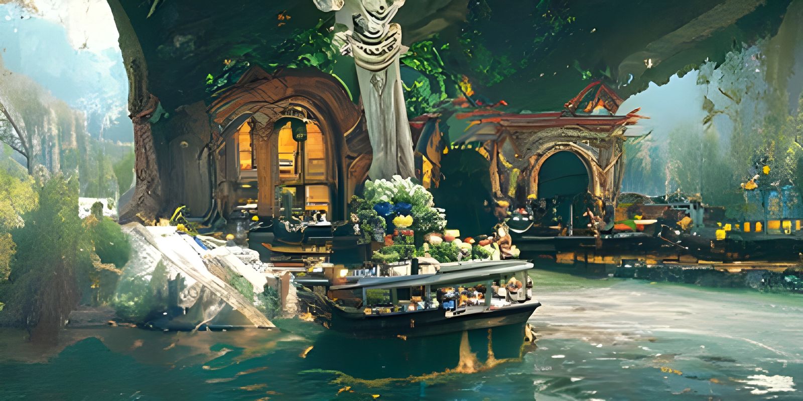 Rococo Theater with Solo Performer, Detailed Matte Painting