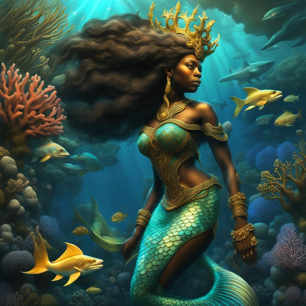 Bioluminescent Mermaid Queen of Atlantis in Hyperrealism