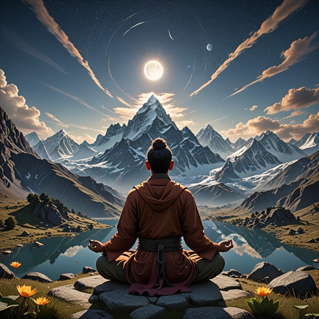 Traditional Yogi Meditates in Himalayan Serenity