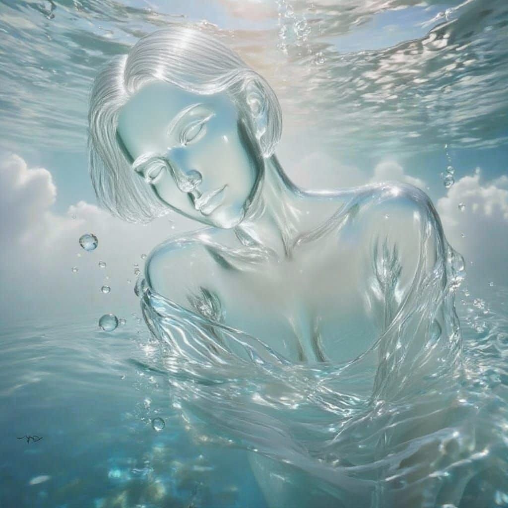 Face Transformed in Transparent Water